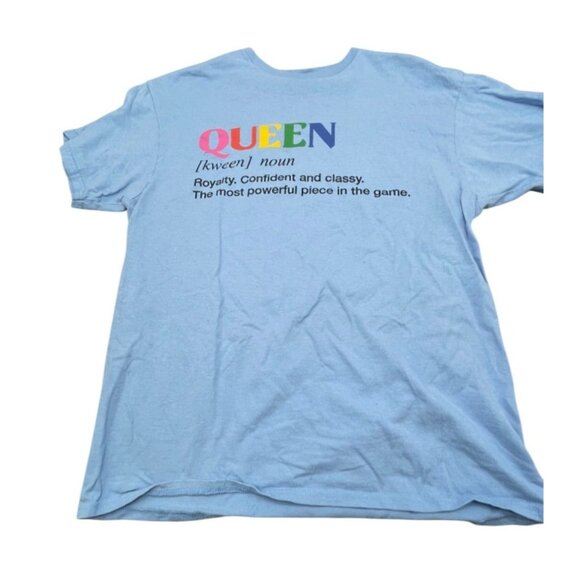 Queen Definition Graphic T-Shirt Light Blue Large 100% Cotton - Picture 1 of 8
